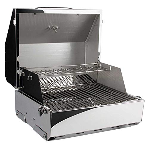 Kuuma Premium Stainless Steel Mountable Gas Grill w/ Regulator by Camco -Compact Portable Size Perfect for Boats, Tailgating and More - Stow N Go 216" (58155), Silver