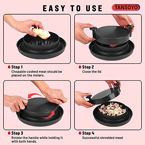 Meat Chopper Chicken Shredder Machine Food Claws Beef Ami Shredding Tool Handles Non Skid Pulled Pork Dishwasher Safer Than Bear Claws for Shredding Meat (Black) (CHM-0123)