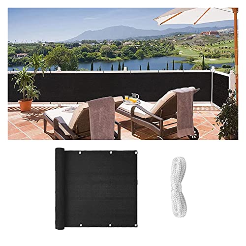 MGCD Balcony Privacy Screen, HDPE Garden Screening Shade Netting, 5M Outdoor Anti-Peeping Fence, Double-Sided Wall-Mounted Sunscreen (Color : Black, Size : 0.9x5m)