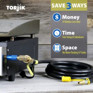 TORJIK Converta•B | TJ72B | 8’ RV Quick Connect Conversion Kit | Compatible with Blackstone 17”/22” Griddles | ¼” Size Quick Connect