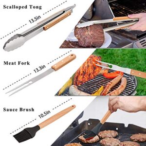 HaSteeL Griddle Accessories Kit 14 PCS, Metal Griddle Spatula Set with Carrying Bag, Stainless Steel Grill Spatulas/Scrapers/Tong/Meat Fork/Brush/Egg Rings/Bottles for Teppanyaki BBQ Flat Top Cooking