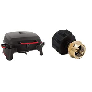 megamaster 1-burner tabletop propane gas grill & gasone 50180 refill adapter for 1lb propane tanks & fits 20lb tanks, black