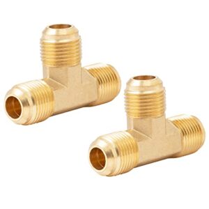 sungator flare tee fitting, 3/8″ x 3/8″ x 3/8″ male flare brass fittings for gas burner, bbq grill, etc.(2 pcs)