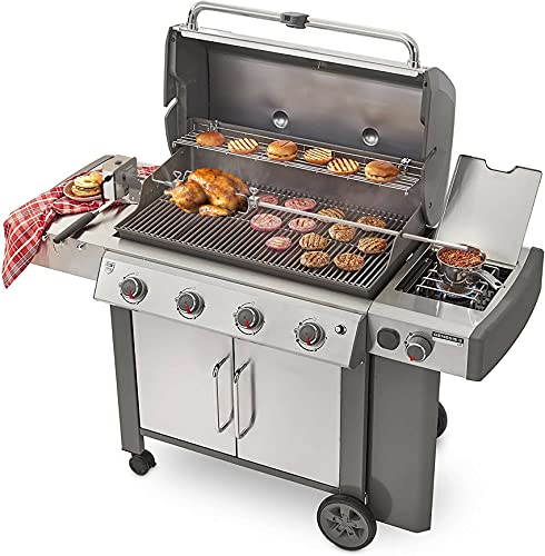 onlyfire Stainless Steel Grill Rotisserie Kit Replacement for Weber Genesis II and Genesis II LX 4 & 6 Burner Grills, Genesis 2022 4 Burner Gas Grills