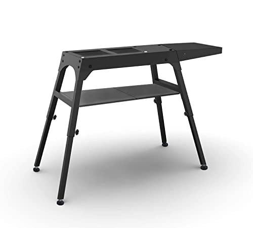 Foldable Blackstone Griddle Stand with Lower Shelf and Side Shelf, Compatible with Blackstone 17 Inch, 22 Inch Tabletop Griddle, Legs with Leveling Feet, Dual Adjustable Height