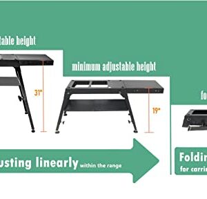 Foldable Blackstone Griddle Stand with Lower Shelf and Side Shelf, Compatible with Blackstone 17 Inch, 22 Inch Tabletop Griddle, Legs with Leveling Feet, Dual Adjustable Height