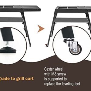 Foldable Blackstone Griddle Stand with Lower Shelf and Side Shelf, Compatible with Blackstone 17 Inch, 22 Inch Tabletop Griddle, Legs with Leveling Feet, Dual Adjustable Height