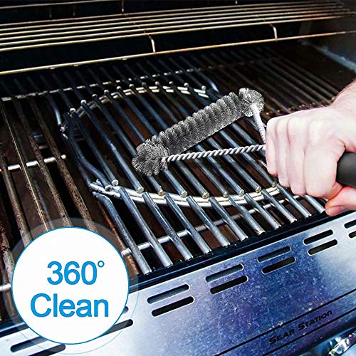 Grill Brush Set, BBQ Brush and Scraper, 12 Inch 3-Sided Barbecue Grill Brush, Two Set for All Grill Cleaning, Best Safe BBQ Cleaner Gift