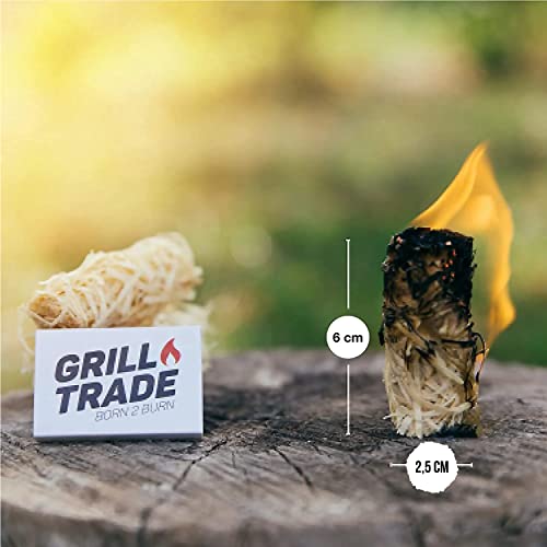 Grill Trade Firestarters 50 pcs | Natural Fire Starters for Fireplace, Wood Stove, Campfires, Fire Pit, BBQ, Chimney, Pizza Oven | All Weather Charcoal Starters Waterproof Indoor/Outdoor Eco Friendly