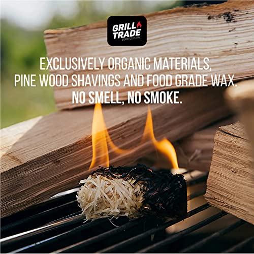 Grill Trade Firestarters 50 pcs | Natural Fire Starters for Fireplace, Wood Stove, Campfires, Fire Pit, BBQ, Chimney, Pizza Oven | All Weather Charcoal Starters Waterproof Indoor/Outdoor Eco Friendly
