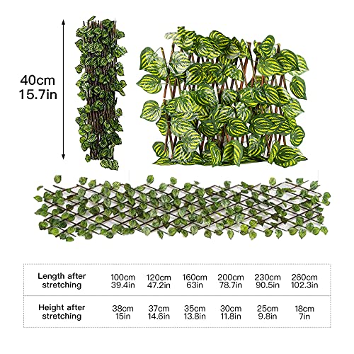 SMLJFO Artificial Ivy Leaf Privacy Fence Screen Plants Vine Hanging Garland Stretchable Fence for Outdoor Garden Porch Patio Home Decor/Big Begonia Leaves