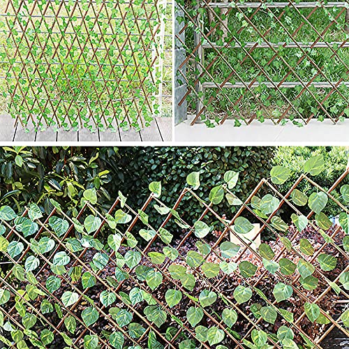 SMLJFO Artificial Ivy Leaf Privacy Fence Screen Plants Vine Hanging Garland Stretchable Fence for Outdoor Garden Porch Patio Home Decor/Big Begonia Leaves