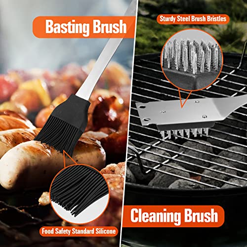 ValueMax 15 Pcs BBQ Grill Accessories, Grill Set, Grilling Gifts for Men, Barbecue Tools for Indoor & Outdoor Grill/Cooking, Camping