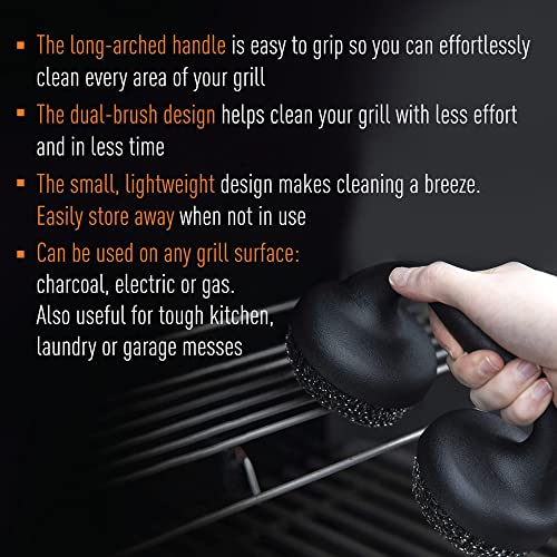 Yukon Glory Premium BBQ Grill Brush Easy Grip Double Pad Stainless Steel Cleaner for Gas and Charcoal Grill- Safe for Ceramic, Steel, Cast Iron Grill Grate- Grilling Gifts