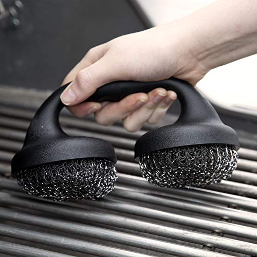 Yukon Glory Premium BBQ Grill Brush Easy Grip Double Pad Stainless Steel Cleaner for Gas and Charcoal Grill- Safe for Ceramic, Steel, Cast Iron Grill Grate- Grilling Gifts