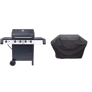 char-broil 463331422 performance amplifire 4-burner cart style liquid propane gas grill metallic gray & 5+ burner extra large rip-stop grill cover