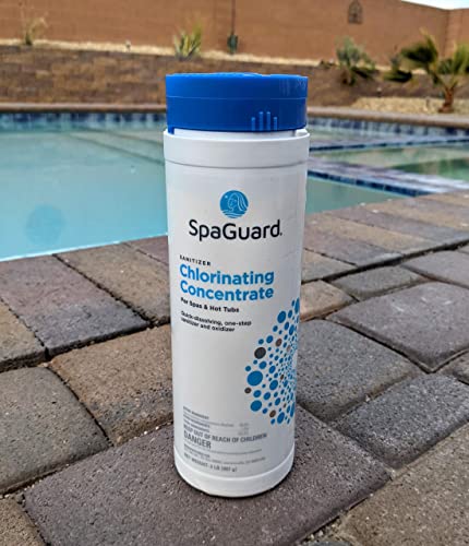 Standard Hot Tub Chemical Bundle with SpaGuard Chlorine, Enhanced Shock, Stain and Scale Control, Test Strips, LeisureQuip Scum Absorber