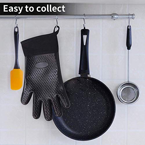 BBQ Gloves, Heat-Resistant Waterproof and Non-Slip Extended Silicone Gloves for Barbecue, Kitchen Cooking, Oven, Smoker, Microwave Baking