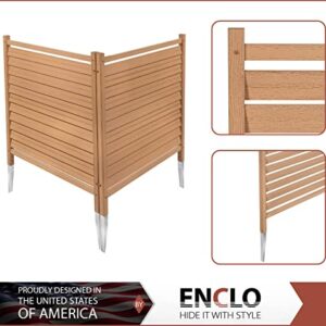 Enclo Privacy Screens EC18011 4ft H x 3ft W Waverly Outdoor Privacy Fence Panel Screen No Dig WoodTek Vinyl Louvered Kit (2-Pack), Cedar Color