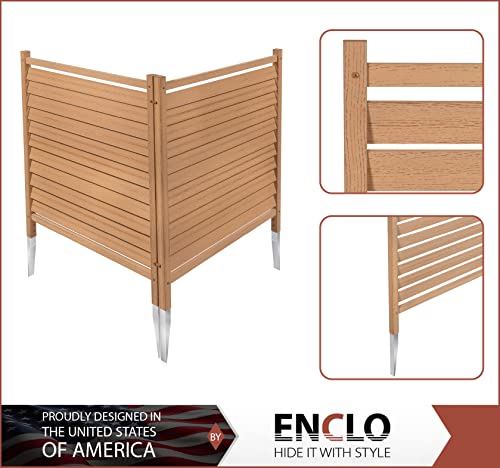 Enclo Privacy Screens EC18011 4ft H x 3ft W Waverly Outdoor Privacy Fence Panel Screen No Dig WoodTek Vinyl Louvered Kit (2-Pack), Cedar Color