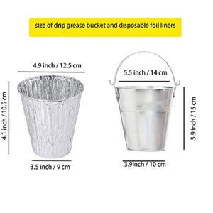 Grease Drip Bucket with 10 Pack Disposable Foil Liners Kits, Replacement for HDW152, Compatible with Traeger Smoker Grills/for OKJ/for Green Mountain Grill/for Z Grill Wood Pellet Grills & Smokers