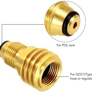 YOUHO Propane Tank Adapter Converts POL LP Tank Service Valve to QCC1 / Type1 Hose or Regualtor - Old to New qcc1 Propane Fitting