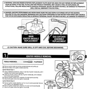 Weber 67726 Igniter Kit for Genesis 300 Series Grills with Metal Spark Box (Year 2007)