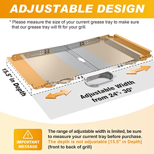 Replacement Grease Tray with Catch Pan for Dyna Glo Grill Replacement Parts, Universal Drip Pan for 4 5 Burner Gas Grill Nexgrill Replacement Parts, Grill Tray for Kenmore BHG Expert Grill (24-30")