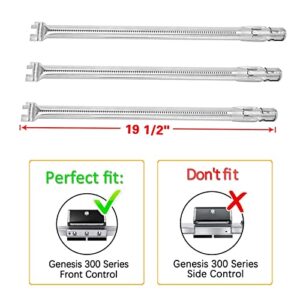 GRISUN Burner and Flavor Bar for for Weber Genesis 300 Gas Grills (with Front Control Knobs)