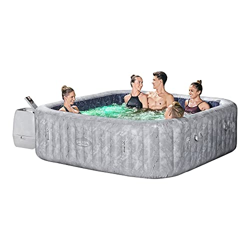 Bestway SaluSpa San Francisco HydroJet Pro Inflatable Hot Tub Spa | Large, Square Portable Hot Tub with Cover | Features Filtered Heated Water System and 180 Jets | Fits 5-7 People