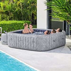 Bestway SaluSpa San Francisco HydroJet Pro Inflatable Hot Tub Spa | Large, Square Portable Hot Tub with Cover | Features Filtered Heated Water System and 180 Jets | Fits 5-7 People