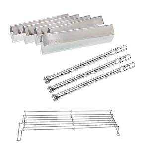 qulimetal 65054 warming rack, 304 stainless steel flavor bars and 304 stainless steel grill burner for weber genesis 300 series (2011-2016)