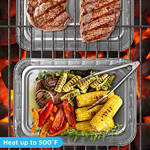 Aluminum Foil Grill Drip Pans - Bulk Pack of Durable Grill Trays – Disposable BBQ Grease Pans – Compatible with Weber Grills - Made in the USA - Also Great for Baking, Roasting & Cooking (Pack of 25)