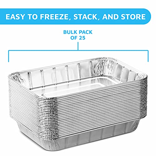 Aluminum Foil Grill Drip Pans - Bulk Pack of Durable Grill Trays – Disposable BBQ Grease Pans – Compatible with Weber Grills - Made in the USA - Also Great for Baking, Roasting & Cooking (Pack of 25)