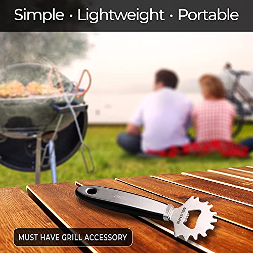 Homeflowz Grill Scraper - Bristle Free Grill Grate Scraper - Fits Any BBQ Grilling Grate or Griddle - Grill Scraper Tool with Bottle Opener - Premium Stainless Steel Grill Scraper