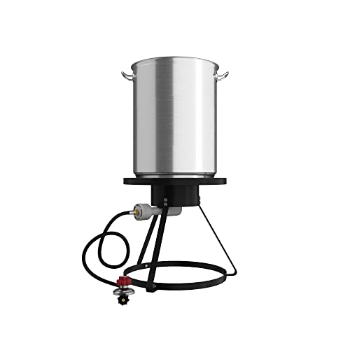 Krollen Industrial 30 Qt. Turkey Fryer Kit with Aluminum Stock Pot and Accessories - 55,000 BTU