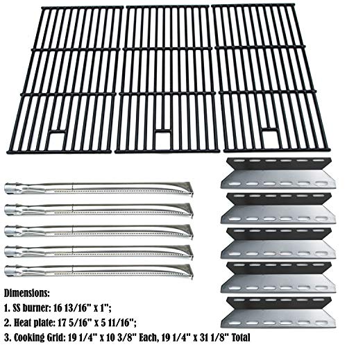 Direct Store Parts Kit DG108 Replacement for Nexgrill 720-0025 Gas Grill Burner, Heat Plate, Cooking Grid (Stainless Steel Burner + Porcelain Steel Heat Plate + Porcelain Cast Iron Cooking Grid)