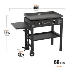 Blackstone Flat Top Gas Grill Griddle 2 Burner Propane Fuelled Rear Grease Management System, 1517, Outdoor Griddle Station for Camping, 28 inch