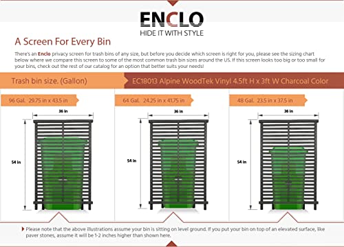 Enclo Privacy Screens EC18013 4.5ft H x 3ft W Alpine Outdoor Privacy Fence Panel Screen No Dig WoodTek Vinyl Kit (2 Panels), Charcoal