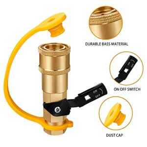 EEEKit 1/4" RV Quick Connect Adapter Propane Hose Convert Gas BBQ Grill Hex Air Hose Shutoff Valve & Full Flow Plug and Male Threaded for Natural Gas 1/4" Quick Connect Disconnect Kit for Camping BBQ