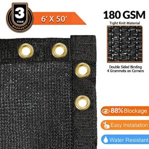 6' x 50' Wind Privacy Screen Fence (Set of 2-100' Long), Commercial Grade Fabric Mesh with Durable Grommets, Black | 180GSM