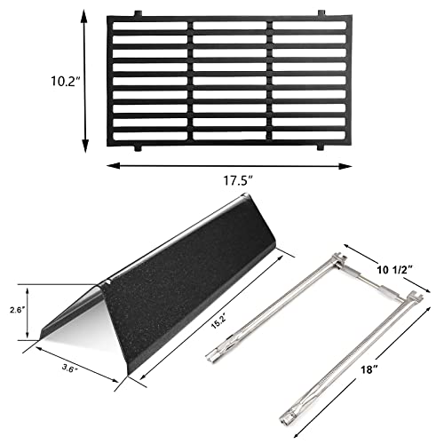 Hisencn 18" 69785 Stainless Steel Burner, 15.3" 7635 Porcelain-Enameled Flavorizer Bars, 17.5" 7637 Cooking Grates for Weber Spirit I & II 200 Series, Spirit E-210, E-220, Spirit S-210, S-220 G