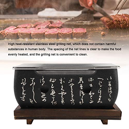 Natudeco Japanese Style BBQ Grill, Rectangular Furnace Japanese Cuisine Charcoal StoveJapanese Barbecue Alcohol Stove Table Top Grill Charcoal