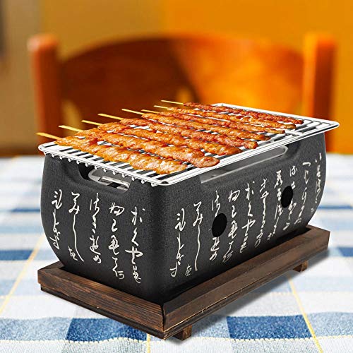 Natudeco Japanese Style BBQ Grill, Rectangular Furnace Japanese Cuisine Charcoal StoveJapanese Barbecue Alcohol Stove Table Top Grill Charcoal