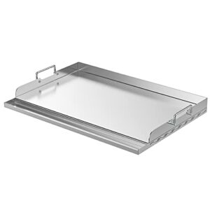 Skyflame Universal Stainless Steel Griddle Plate with Even Heating Bracing for BBQ Charcoal/Gas Grills, 23" x 16" Rectangular Hibachi Flat Top Griddle for Indoor/Outdoor Cooking