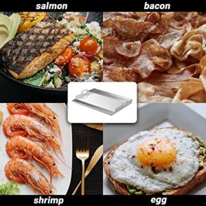 Skyflame Universal Stainless Steel Griddle Plate with Even Heating Bracing for BBQ Charcoal/Gas Grills, 23" x 16" Rectangular Hibachi Flat Top Griddle for Indoor/Outdoor Cooking
