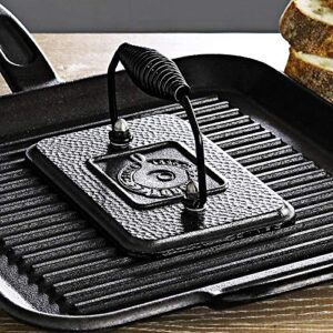 Lodge LPGI3 Cast Iron Reversible Grill/Griddle, 20-inch x 10.44-inch, Black & LGP3 Rectangular Cast Iron Grill Press, Pre-Seasoned, 6.75-inch x 4.5-inch