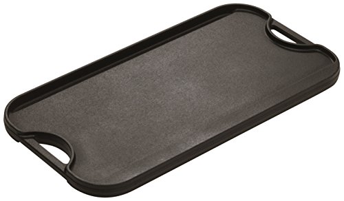 Lodge LPGI3 Cast Iron Reversible Grill/Griddle, 20-inch x 10.44-inch, Black & LGP3 Rectangular Cast Iron Grill Press, Pre-Seasoned, 6.75-inch x 4.5-inch