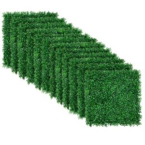 Amagabeli 12 PCS 20"x20" Leaves Artificial Boxwood Panels 240" x20" Topiary Hedge Plant UV Protected Privacy Hedge Screen High-Density Grass Decor Indoor Outdoor Backdrop 4 Layers Green Wall