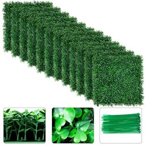 Amagabeli 12 PCS 20"x20" Leaves Artificial Boxwood Panels 240" x20" Topiary Hedge Plant UV Protected Privacy Hedge Screen High-Density Grass Decor Indoor Outdoor Backdrop 4 Layers Green Wall
